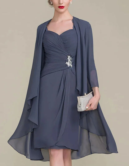 Waist-hugging Chiffon Midi Dress Suit