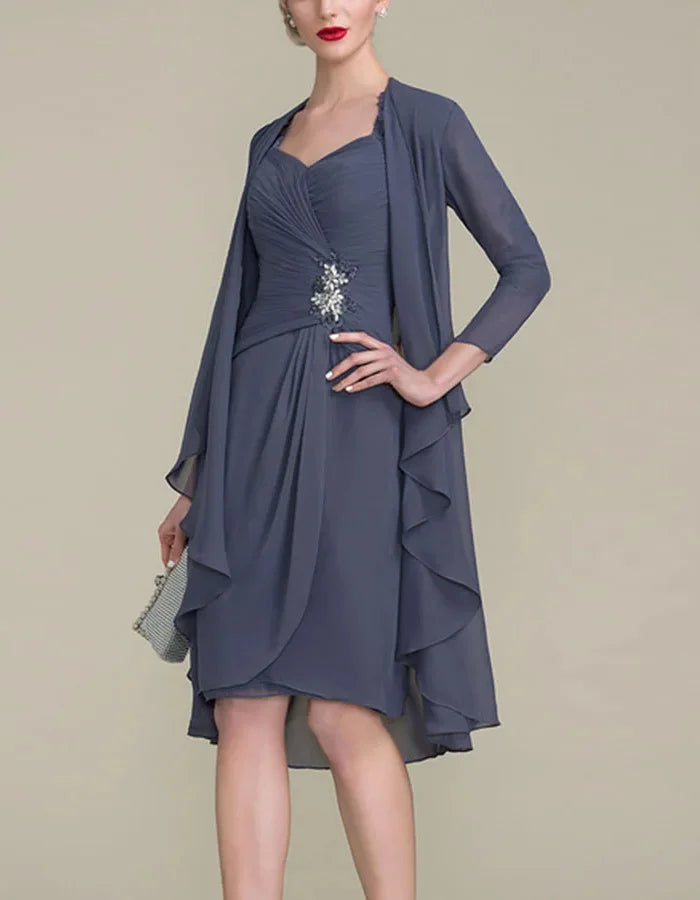 Waist-hugging Chiffon Midi Dress Suit