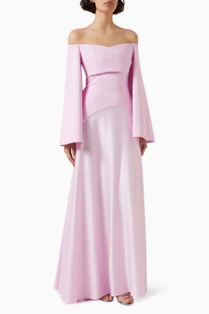 Off-Shoulder Long Sleeves A-Line Evening Dress