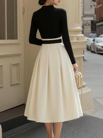 Classic Fitted Top And High-waisted Pleated A-line Skirt Set