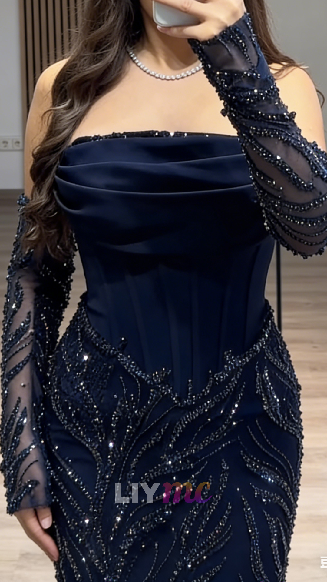 Strapless Beaded Embroidery Mermaid Evening Dress