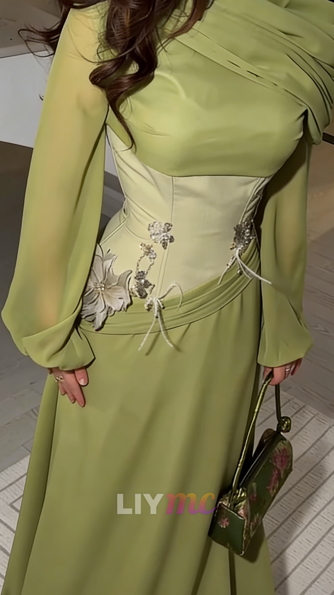 Long Sleeves Appliques A-Line Formal Dress