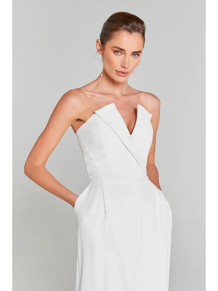 Pearl Mesh Bodysuit and White Jumpsuit Set