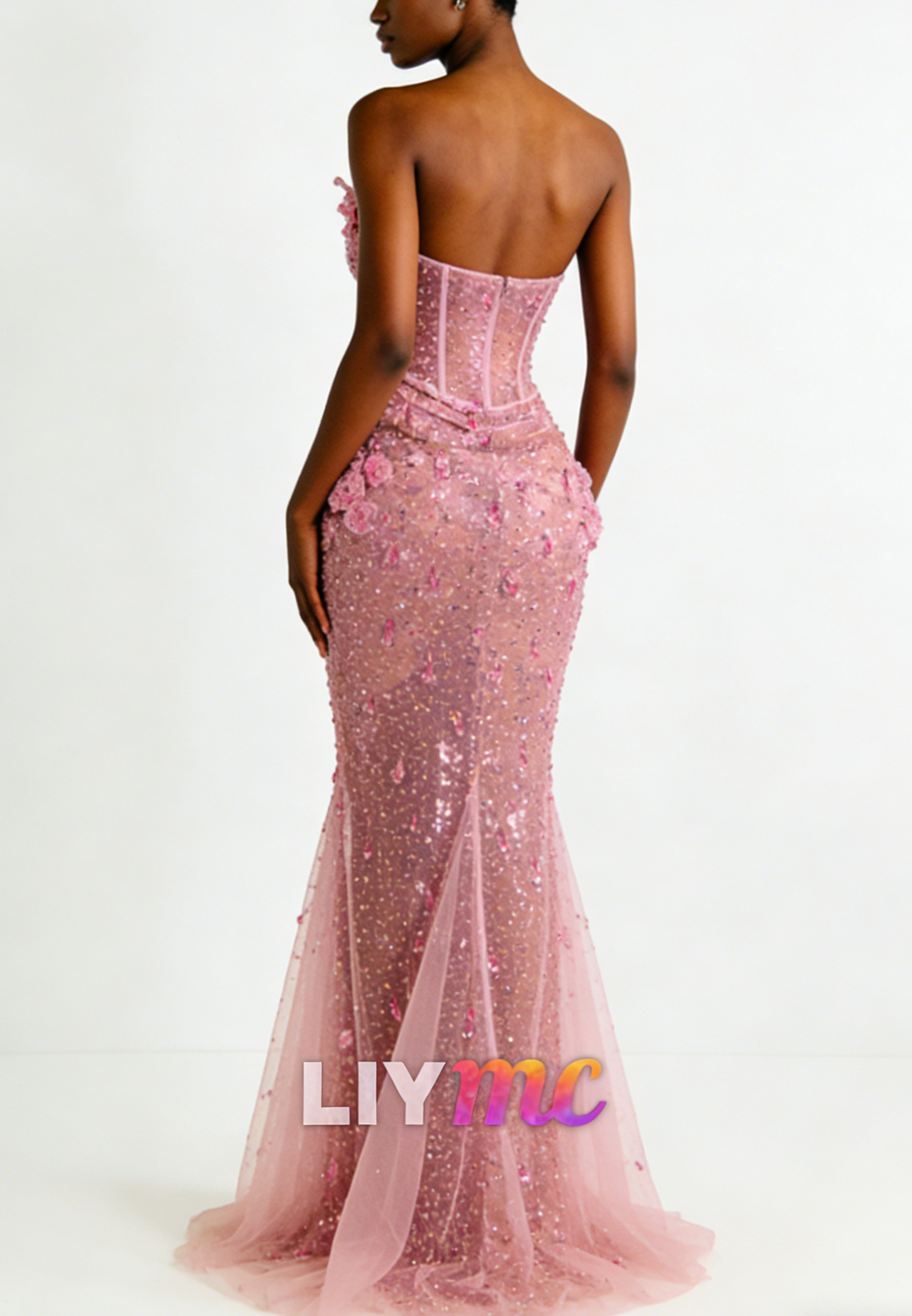 Sweetheart Sequins Appliques Beaded Mermaid Prom Dress for Black Girls.