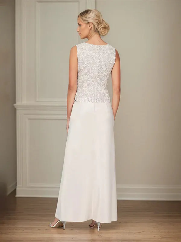 Glitter Lace & Satin Skirt Jacket Dress with Open Jacket