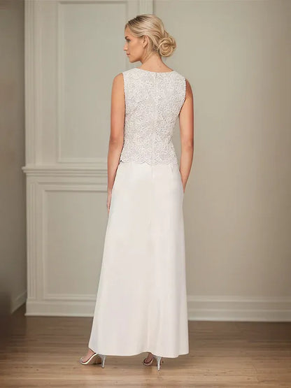 Glitter Lace & Satin Skirt Jacket Dress with Open Jacket