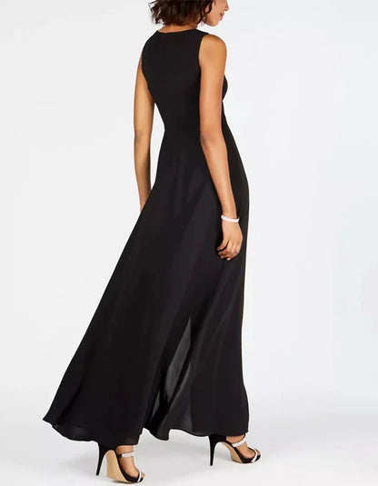 Black and White Color Block Maxi Jumpsuit