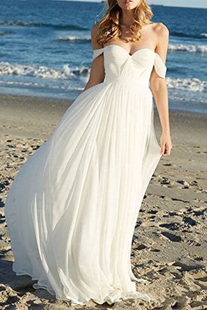 Chiffon Wedding Off-the-Shoulder Dress