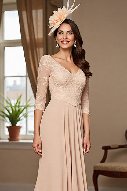 Apricot Mermaid Long Mother Of The Bride Dress With Appliques