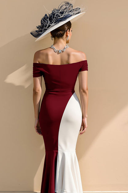 Black and White Patchwork Mermaid Ruffled Long Mother of the Bride Dress