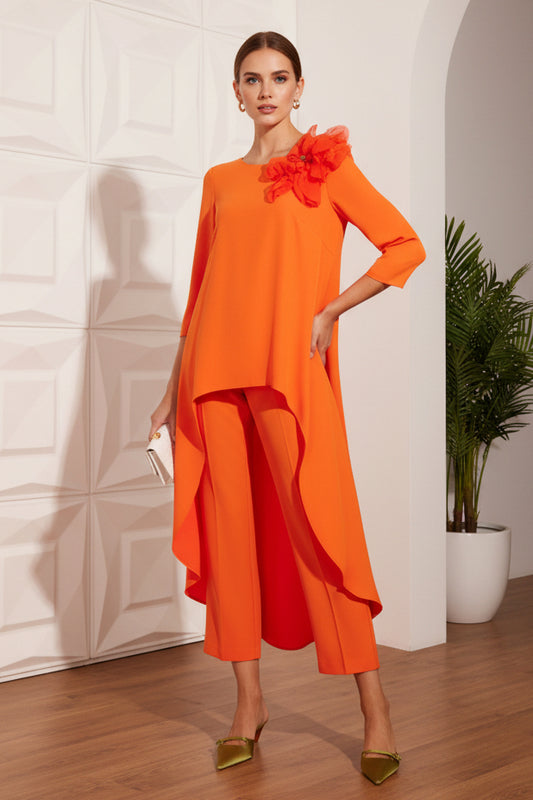 Two Piece Scoop Jumpsuits Long Sleevs Mother of Bride Dress
