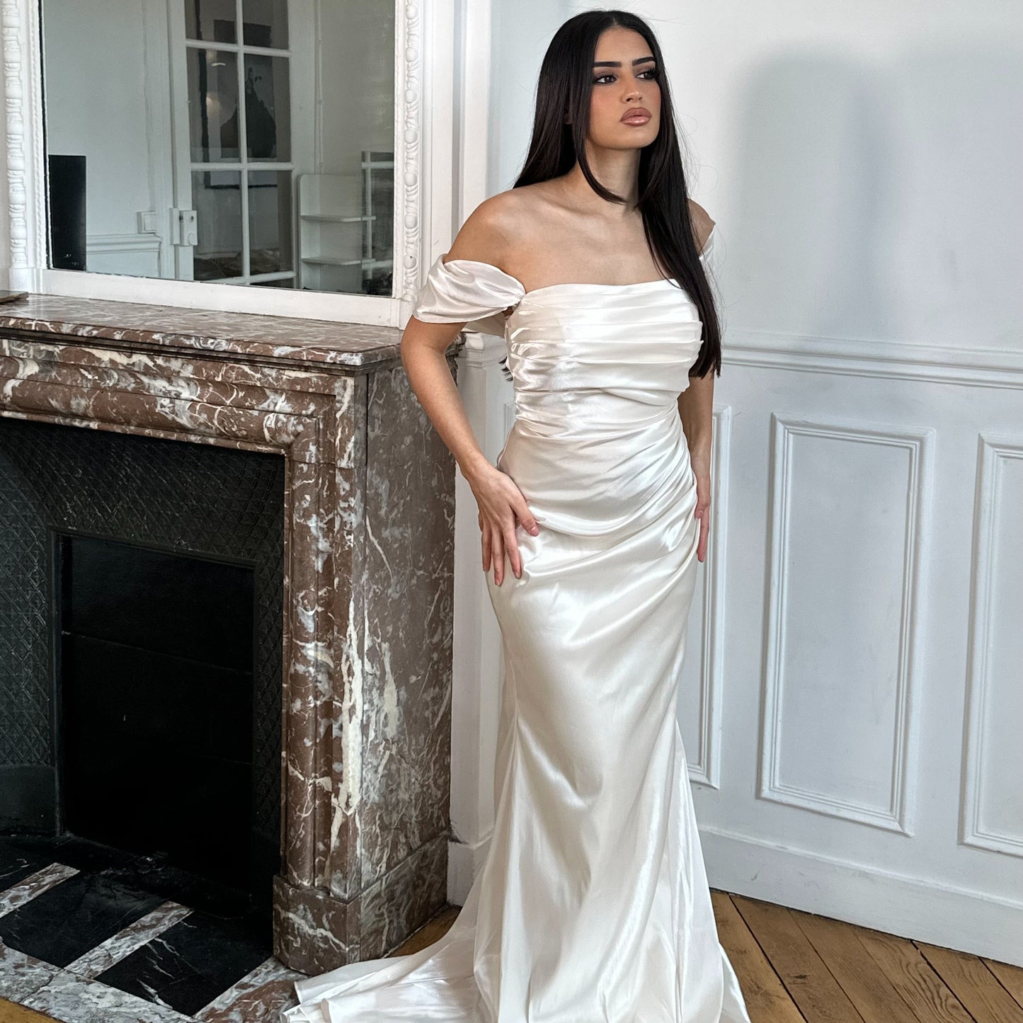 Off-Shoulder Sleeveless Pleatedd Mermaid Formal Dress