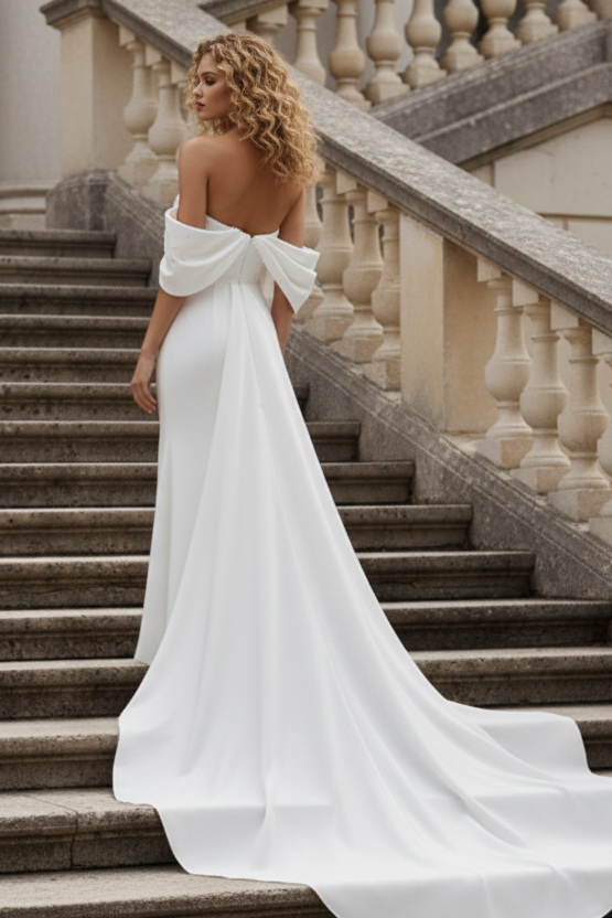 Straight Across Beaded Mermaid Evening Dress