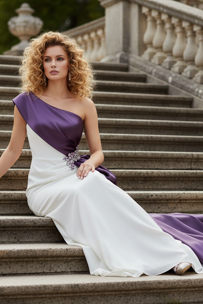 One Shoulder Sleeveless Sheath Evening Dress