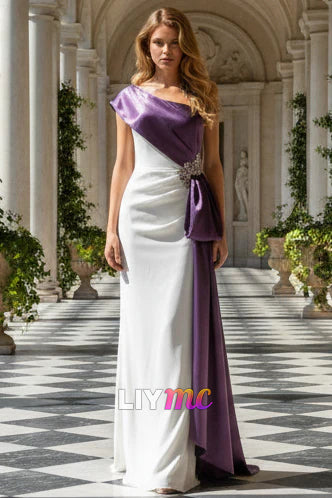 One Shoulder Sleeveless Sheath Evening Dress