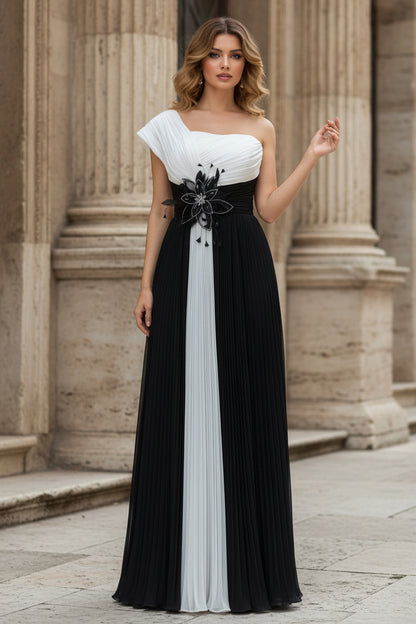 Asymmetrical Cap Sleeves Pleated A-Line Evening Dress