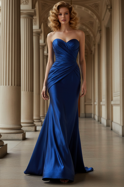 Sweetheart Satin Sleeveless Mermaid Evening Dress