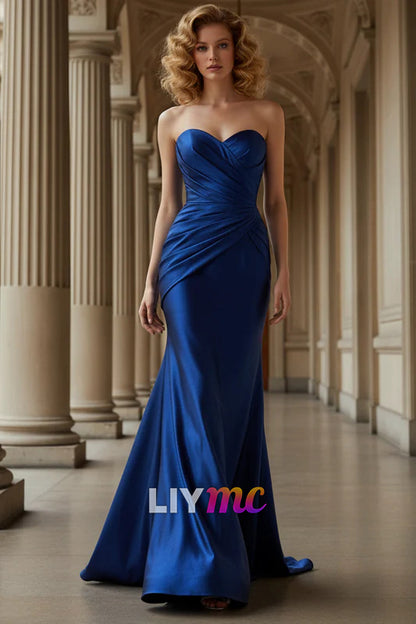 Sweetheart Satin Sleeveless Mermaid Evening Dress