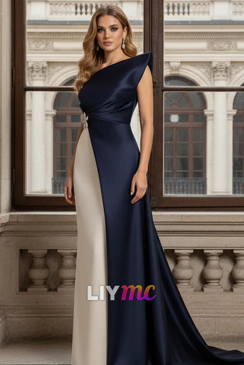Asymmetrical Sleeveless Sheath Mother of Bride Dress
