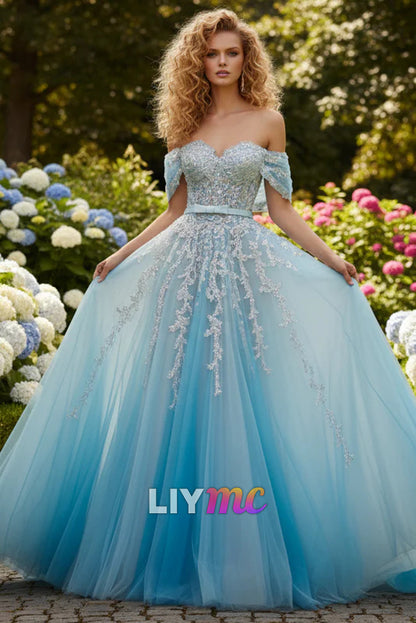 Sweetheart Appliques Tulle A-Line Prom Dress