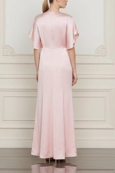 Scoop Short Sleeves Pink Wedding Guest Dress