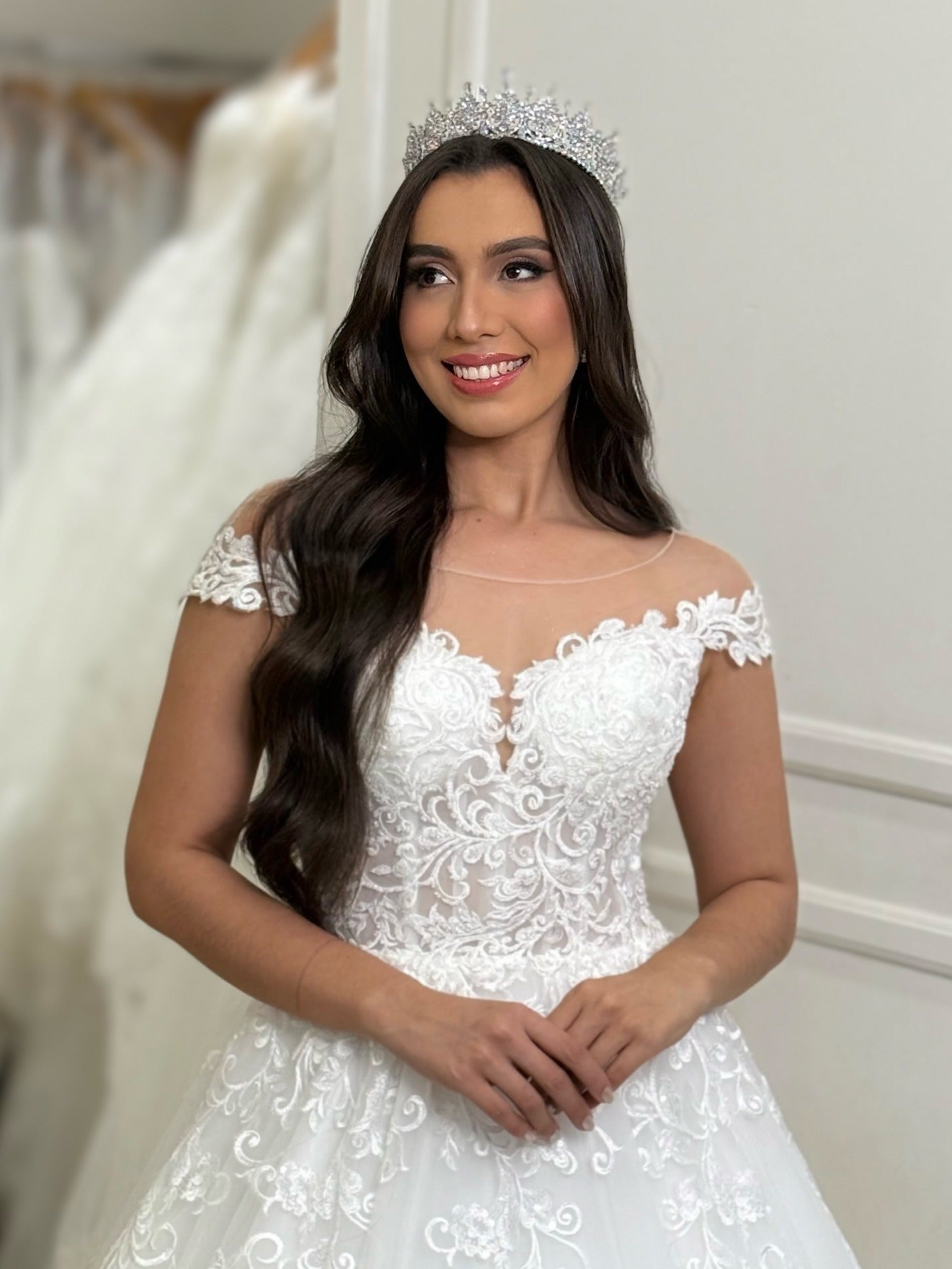 Women's A Line Tulle Lace Beach Plus Size Wedding Dresses for Bride