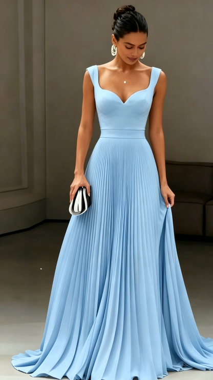 Sweetheart Straps Pleated A-Line Wedding Dress