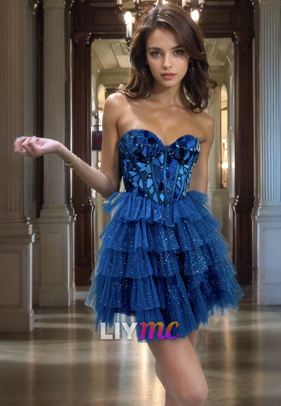 Sweetheart Sleeveless Sparkly Tulle A-Line Short Homecoming Dress