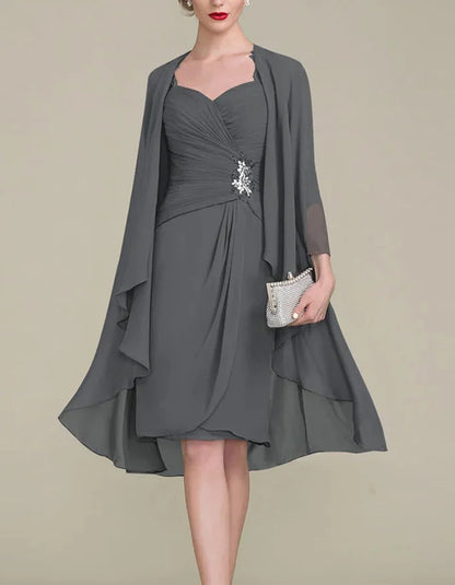 Waist-hugging Chiffon Midi Dress Suit