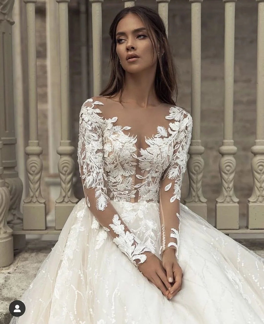 Gorgeous Bateau Long Sleeve Train A-Line Wedding Dress With Appliques Lace
