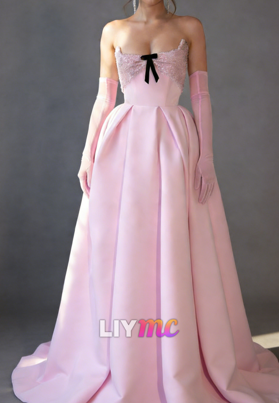 Square Strapless Satin A-Line Pink Prom Dress