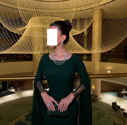 Scoop Long Sleeves Mermaid Evening Dress