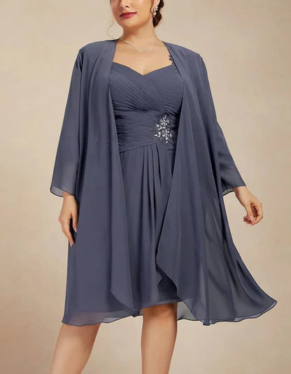 Waist-hugging Chiffon Midi Dress Suit
