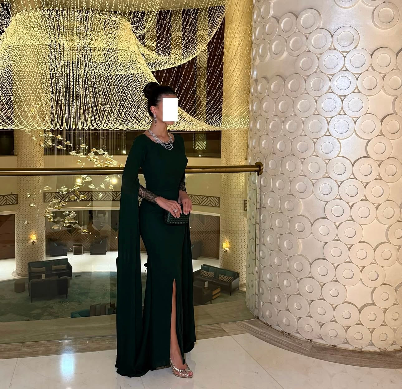 Scoop Long Sleeves Mermaid Evening Dress