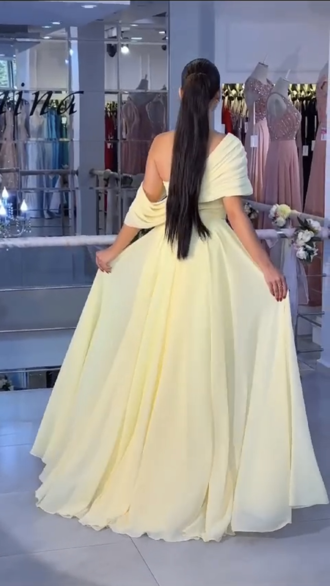 Vintage A line Yellow Long Prom Dress Evening Dresses