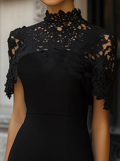 Timeless Black Lace Overlay Cocktail Dress
