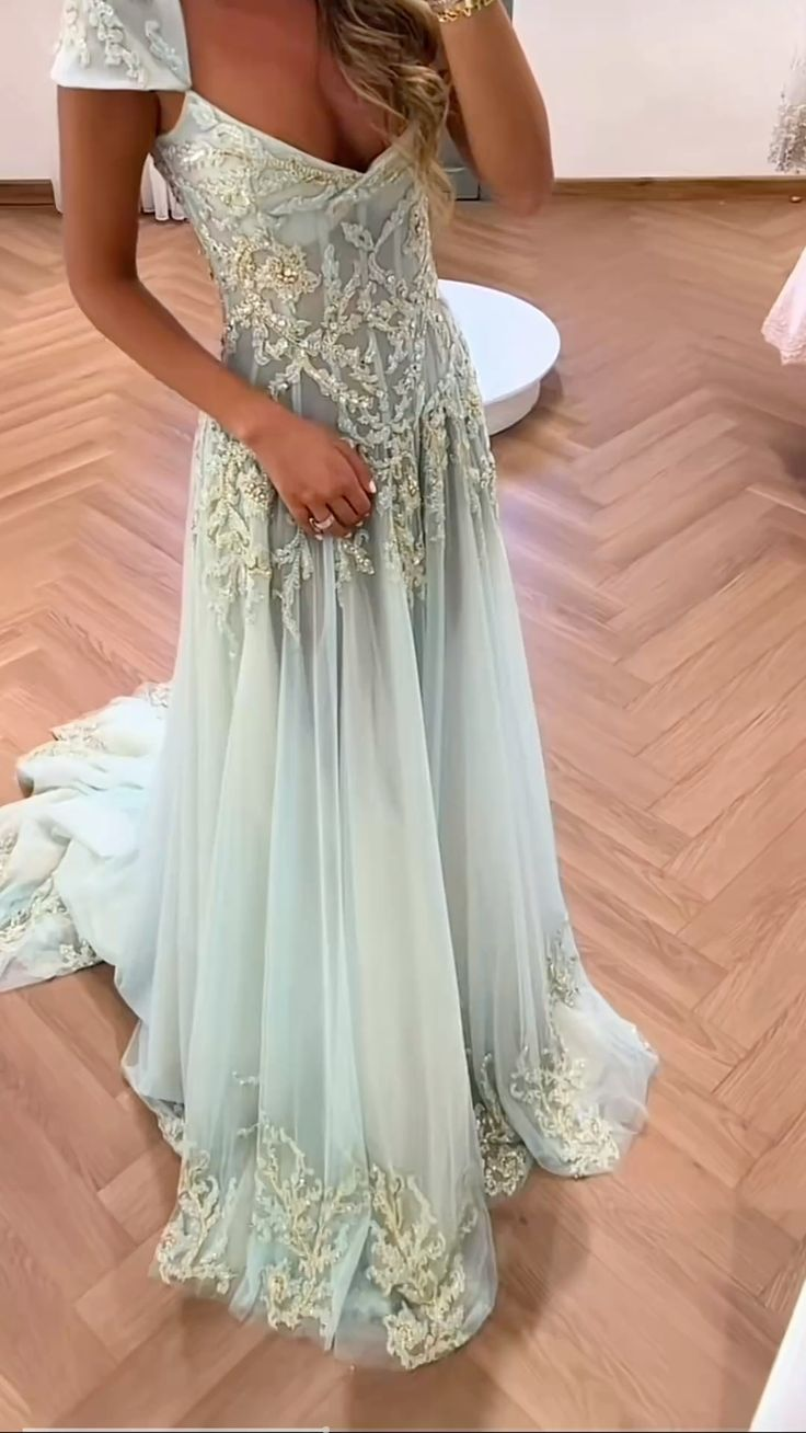 V Neck Tulle Beaded Prom Dress Classy Evening Dress Birthday Gown