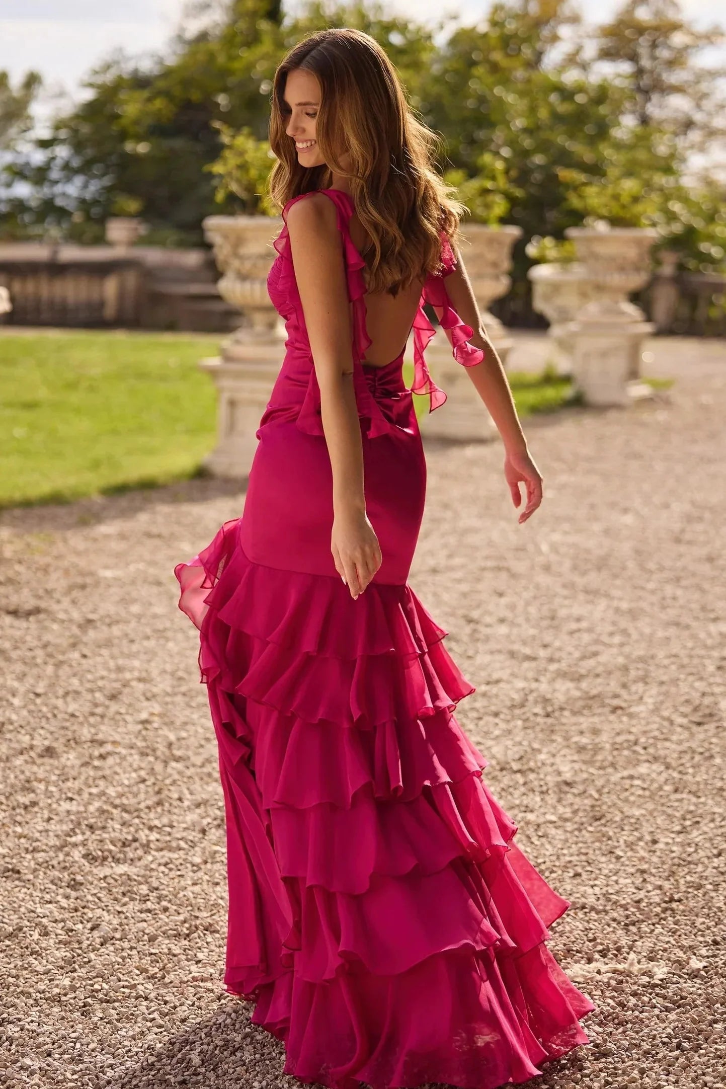 Sexy Spaghetti Straps Backless Ruched Split Prom Dress