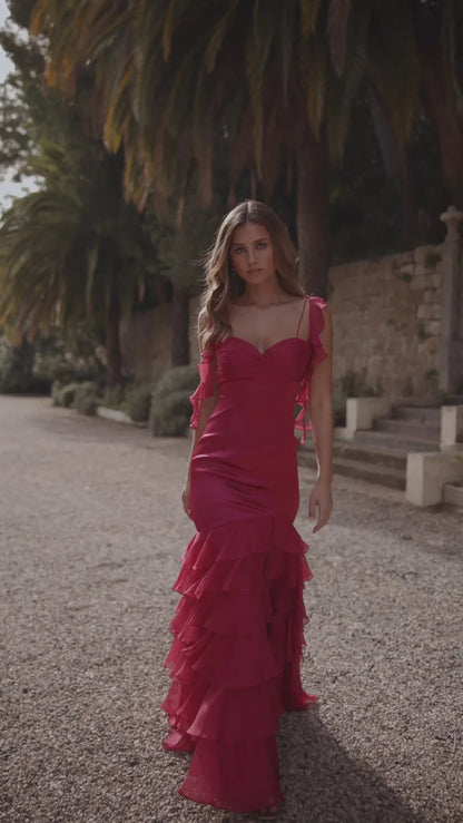 Sexy Spaghetti Straps Backless Ruched Split Prom Dress