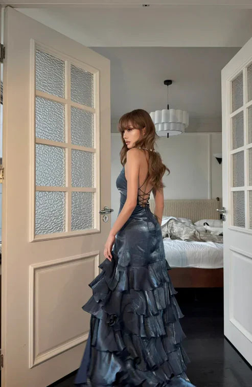 Chic Sheath V-neck Sleeveless Lace Up Floor-Length Evening Dress