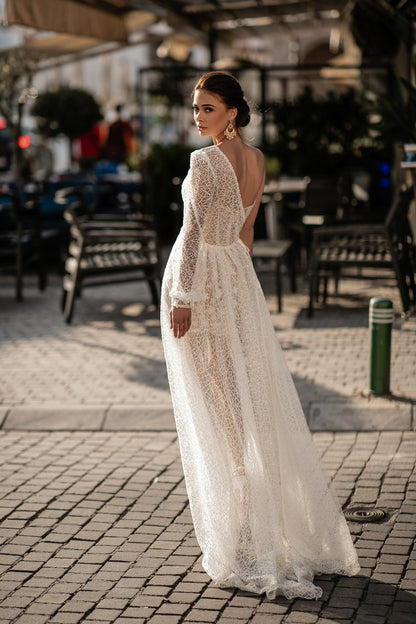 Mini Wedding Dress Sheer Corset-Bustier Top Best Sellers Style Bundle See Through Short Beach Bridal Gown with Cape Glitter Fabric