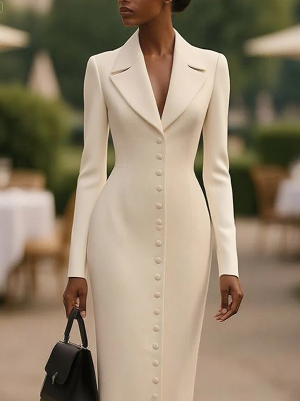 White Single-Breasted Blazers Dresses
