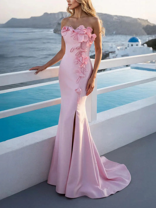 Trumpet/Mermaid Off The Shoulder Sleeveless 3D Floral Mother of the Bride Dress