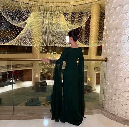 Scoop Long Sleeves Mermaid Evening Dress