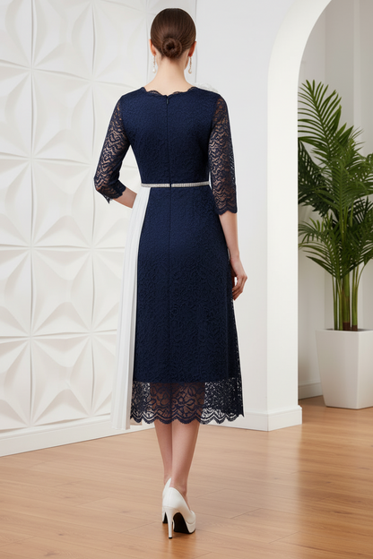 V-Neck Long Sleeves Appliques A-Line Mother of Bride Dress
