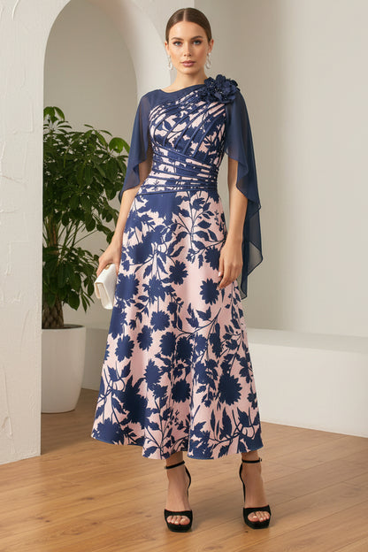 Floral Printed A-Line Mother of Bride Dress