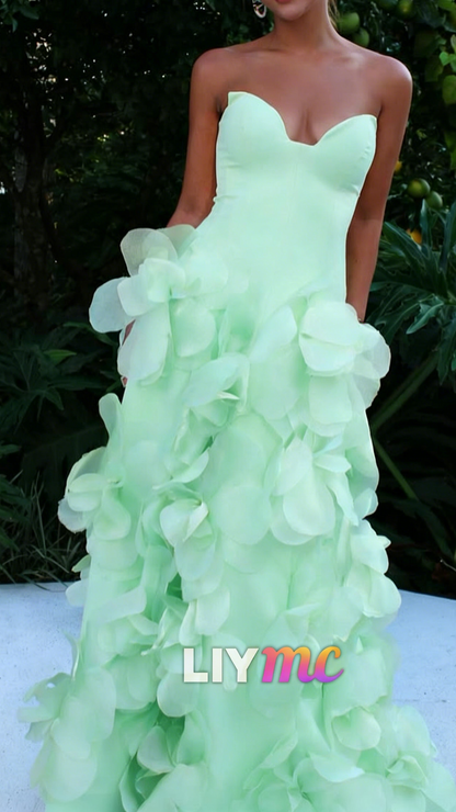 Sweetheart 3D Floral Party Dress Sleeveless Sheath Evening Dress