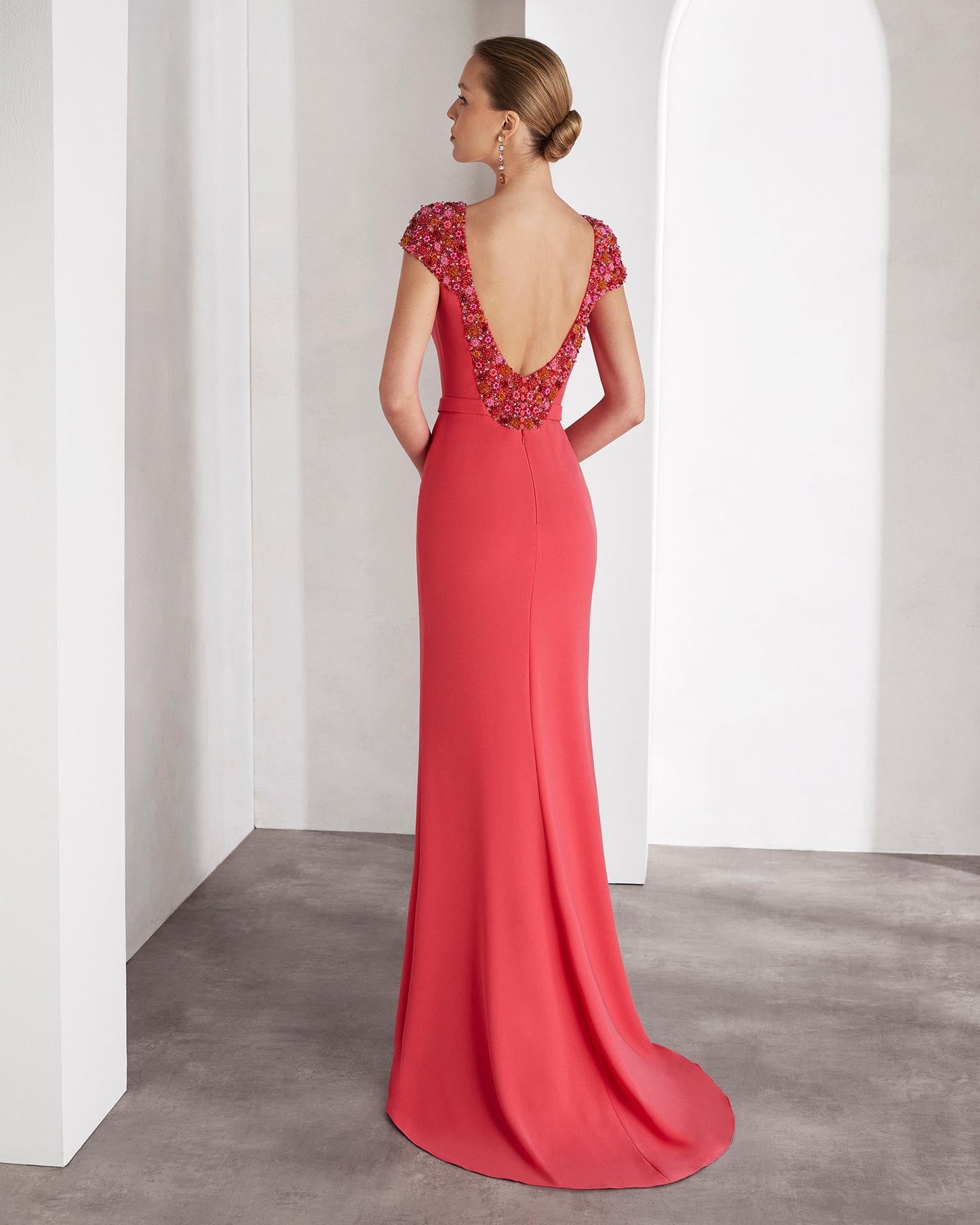 Scoop  Cap Sleeves Beaded Mermaid Mother of Bride Dress