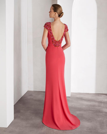 Scoop  Cap Sleeves Beaded Mermaid Mother of Bride Dress