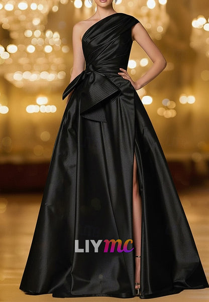 A-Line Evening Gown Ball Gown Formal Dress Elegant Glittering Silky Sleeveless